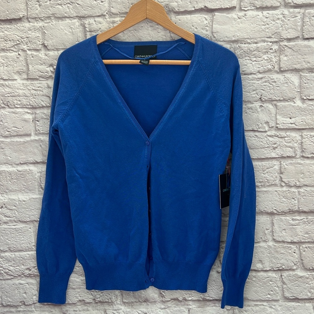 Cynthia Crowley cobalt blue cardigan sweater